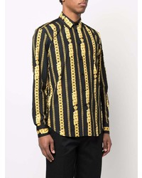 Chemise à manches longues imprimée noire Versace