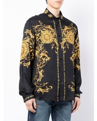 Chemise à manches longues imprimée noire VERSACE JEANS COUTURE