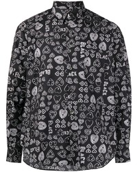 Chemise à manches longues imprimée noire Black Comme Des Garçons