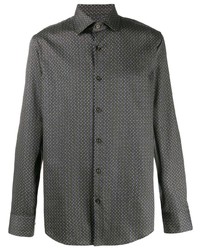 Chemise à manches longues imprimée noire BOSS