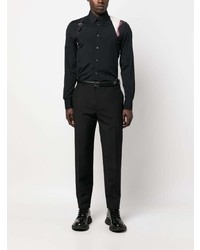 Chemise à manches longues imprimée noire Alexander McQueen