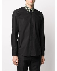 Chemise à manches longues imprimée noire Fendi