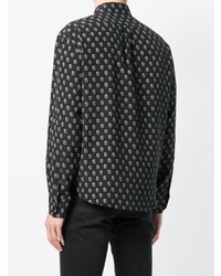 Chemise à manches longues imprimée noire Saint Laurent