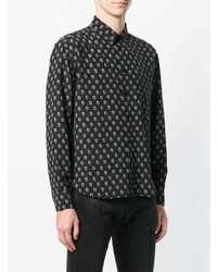 Chemise à manches longues imprimée noire Saint Laurent