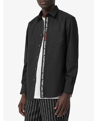 Chemise à manches longues imprimée noire Burberry