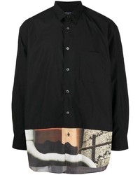 Chemise à manches longues imprimée noire Comme des Garcons Homme