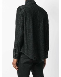 Chemise à manches longues imprimée noire Saint Laurent