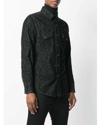 Chemise à manches longues imprimée noire Saint Laurent