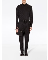 Chemise à manches longues imprimée noire Dolce & Gabbana