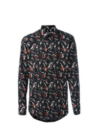 Chemise à manches longues imprimée noire Dolce & Gabbana