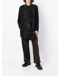 Chemise à manches longues imprimée noire Yohji Yamamoto