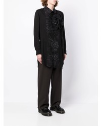 Chemise à manches longues imprimée noire Yohji Yamamoto