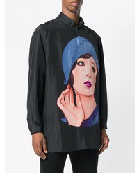 Chemise à manches longues imprimée noire Yohji Yamamoto