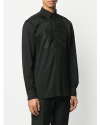 Chemise à manches longues imprimée noire Fendi