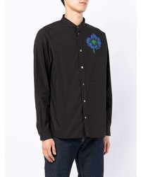 Chemise à manches longues imprimée noire Kenzo