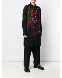 Chemise à manches longues imprimée noire Yohji Yamamoto