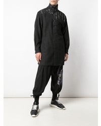 Chemise à manches longues imprimée noire Yohji Yamamoto