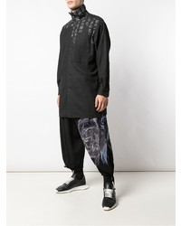 Chemise à manches longues imprimée noire Yohji Yamamoto