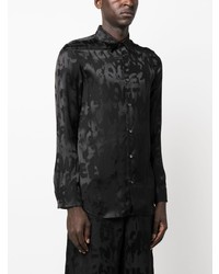 Chemise à manches longues imprimée noire Alexander McQueen
