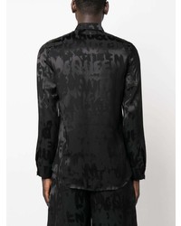 Chemise à manches longues imprimée noire Alexander McQueen