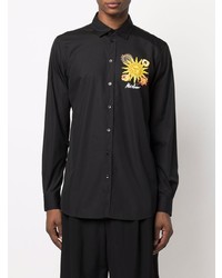 Chemise à manches longues imprimée noire Moschino