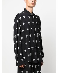 Chemise à manches longues imprimée noire Vetements