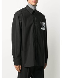 Chemise à manches longues imprimée noire Raf Simons