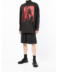 Chemise à manches longues imprimée noire Raf Simons