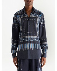 Chemise à manches longues imprimée noire Etro