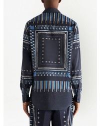 Chemise à manches longues imprimée noire Etro