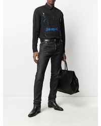 Chemise à manches longues imprimée noire DSQUARED2