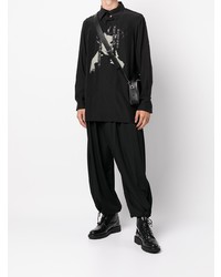 Chemise à manches longues imprimée noire Yohji Yamamoto