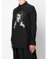 Chemise à manches longues imprimée noire Yohji Yamamoto