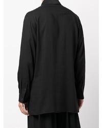 Chemise à manches longues imprimée noire Yohji Yamamoto