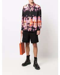 Chemise à manches longues imprimée noire MSGM