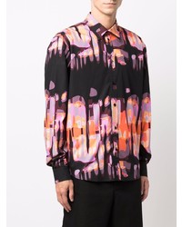 Chemise à manches longues imprimée noire MSGM