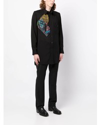 Chemise à manches longues imprimée noire Yohji Yamamoto