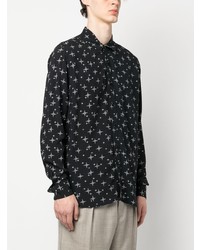 Chemise à manches longues imprimée noire Laneus