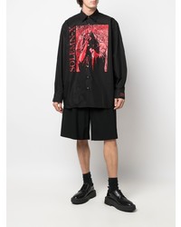 Chemise à manches longues imprimée noire Raf Simons