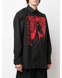 Chemise à manches longues imprimée noire Raf Simons