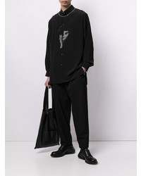 Chemise à manches longues imprimée noire Yohji Yamamoto