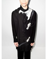 Chemise à manches longues imprimée noire Yohji Yamamoto