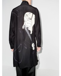 Chemise à manches longues imprimée noire Yohji Yamamoto