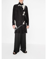 Chemise à manches longues imprimée noire Yohji Yamamoto