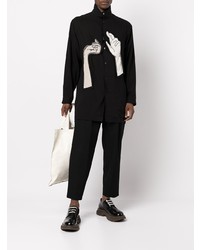 Chemise à manches longues imprimée noire Yohji Yamamoto