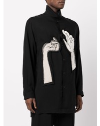 Chemise à manches longues imprimée noire Yohji Yamamoto