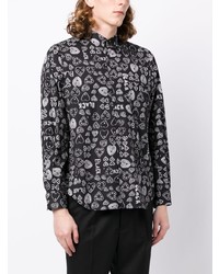 Chemise à manches longues imprimée noire Black Comme Des Garçons