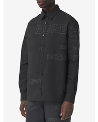 Chemise à manches longues imprimée noire Burberry