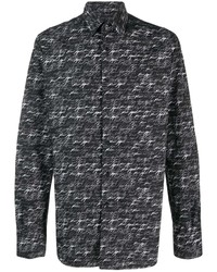 Chemise à manches longues imprimée noire Karl Lagerfeld