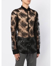 Chemise à manches longues imprimée noire DSQUARED2